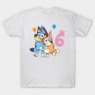 Bluey Happy 6 Years Birthday T-Shirt